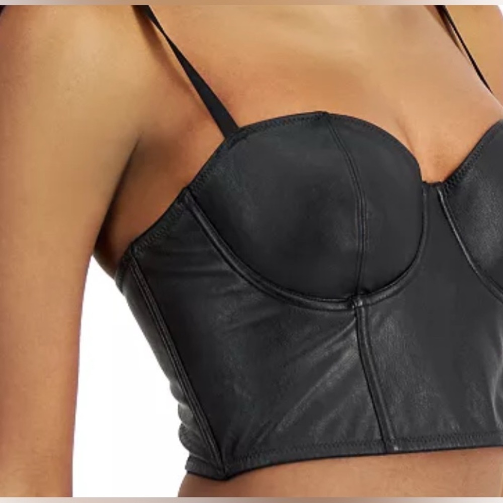INC International Concepts Women’s Black Faux Leather Bustier - NWT